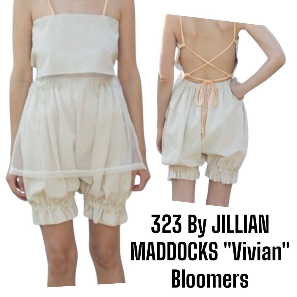 323 JILLIAN MADDOCKS NWOT "VIVIAN" RARE! XS/M Linen Blend Harem Ruffle Bloomers